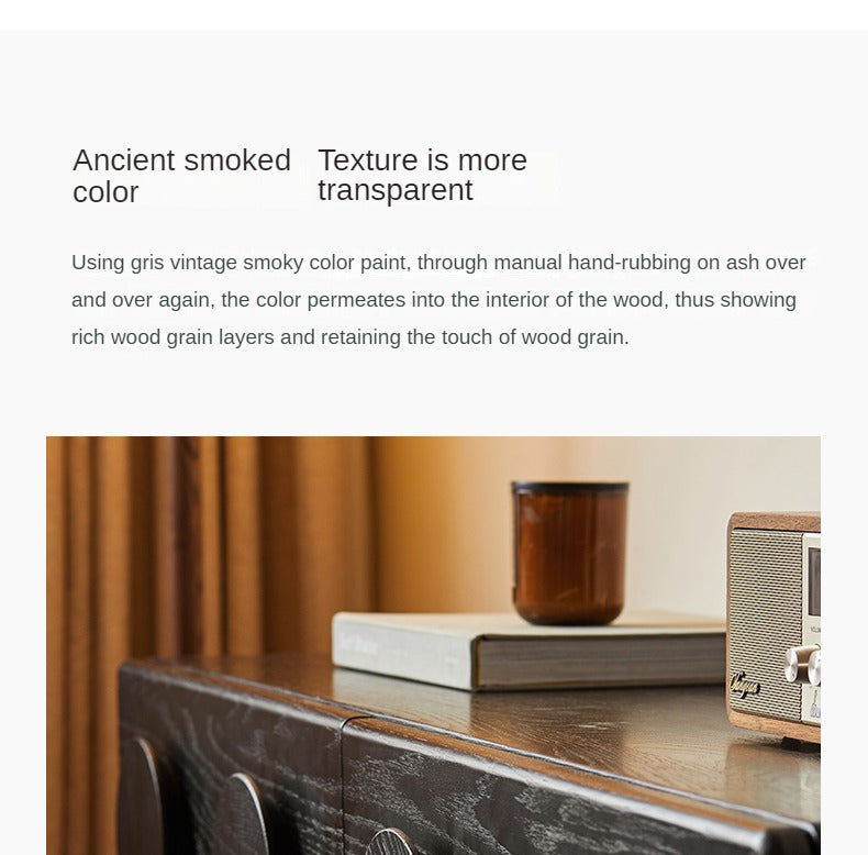 Oak Solid Wood Chest of Drawers Retro Black