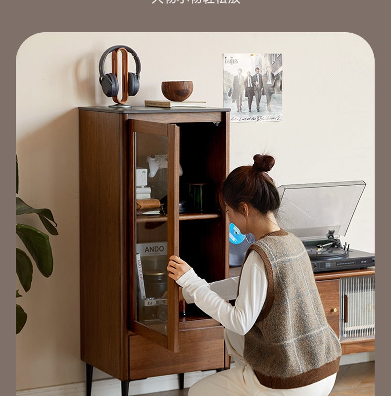 Black Walnut Solid Wood Rock Side Cabinet