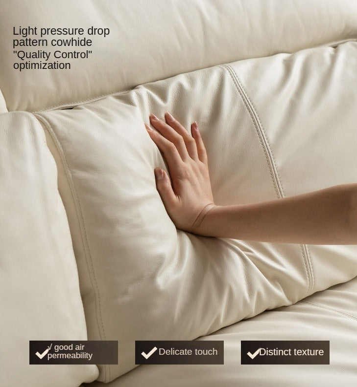 Cherry Solid Wood Black Label Leather Down Sofa.