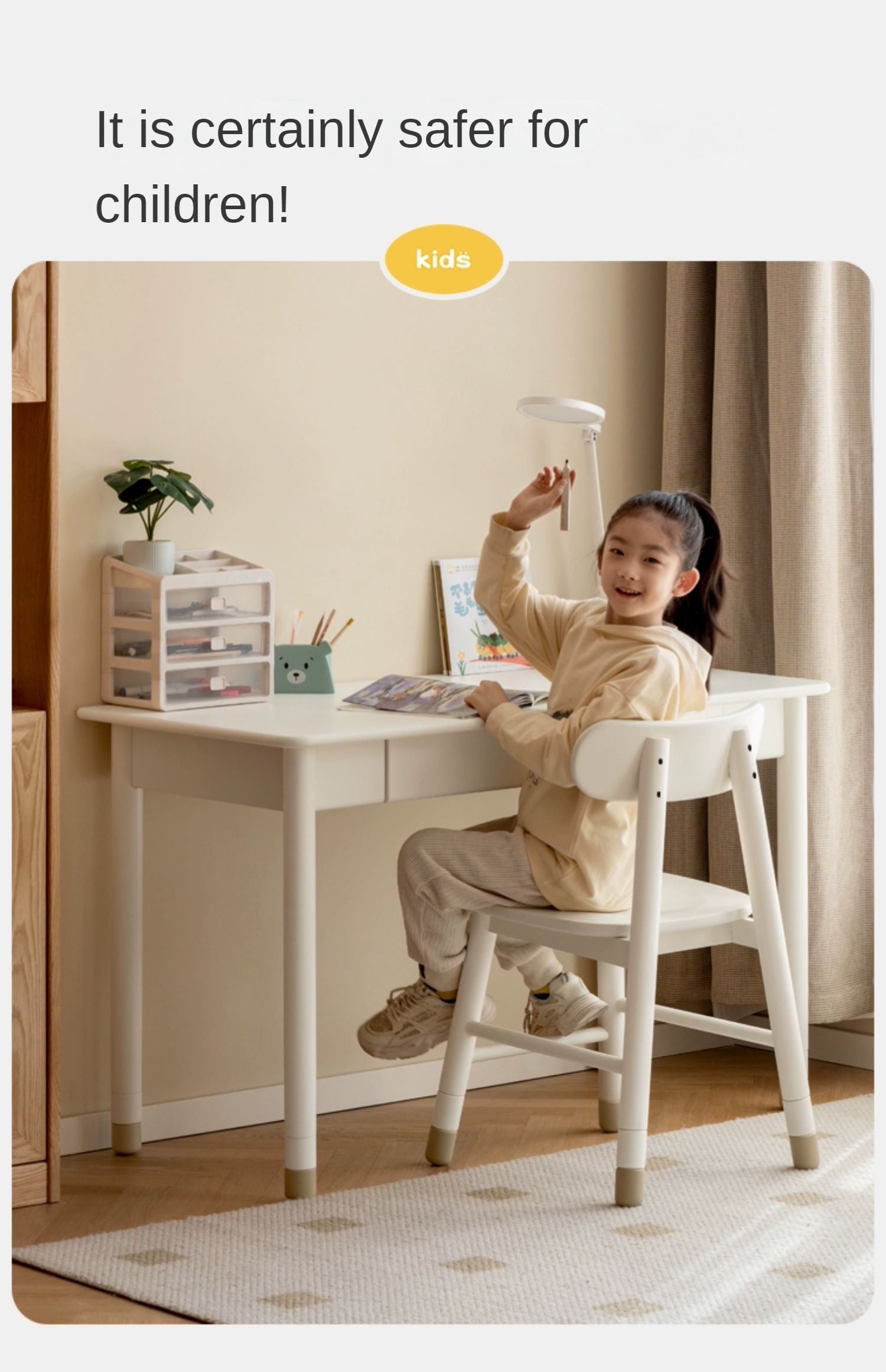 Oak, Birch Solid Wood Lift Kid's Chair White.