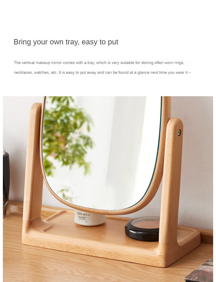 Black Walnut, Beech, Cherry Solid Wood Makeup Mirror