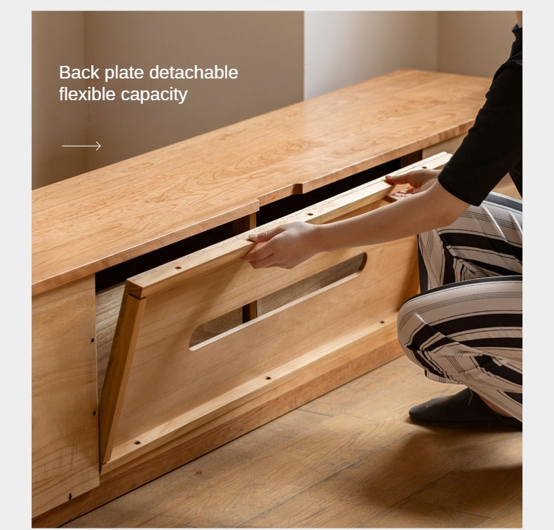 Сherry Solid Wood Modern Floor Storage Locker TV Cabinet.