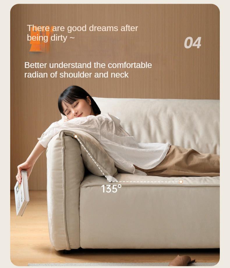Fabric Modern Tofu Block Elephant Ear Down Sofa.