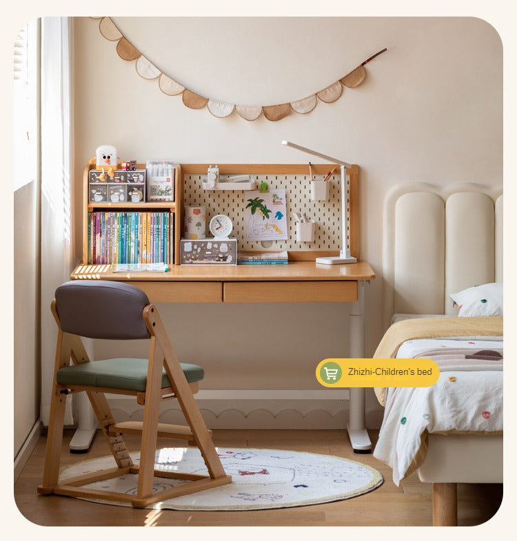 Beech Solid Wood Children's Electric Lifting Study Table