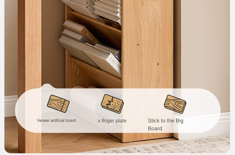 Oak Solid Wood Small Book Rack Against The Wall