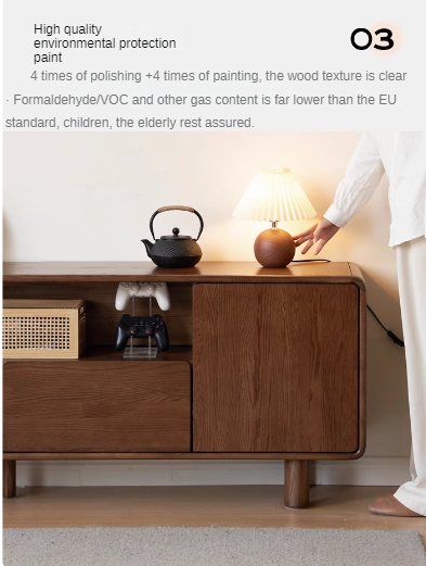 Oak Solid Wood Storage Floor TV Cabinet.