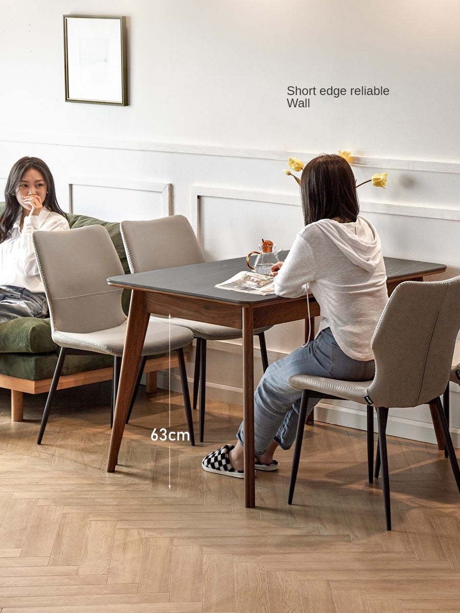 Black Walnut, Ash Solid Wood Telescopic Rock Slab Dining Table