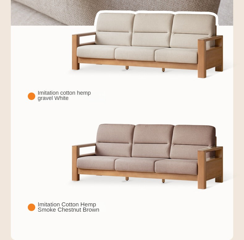 Poplar Solid Wood Sofa Modern Simple High Back Fabric Sofa