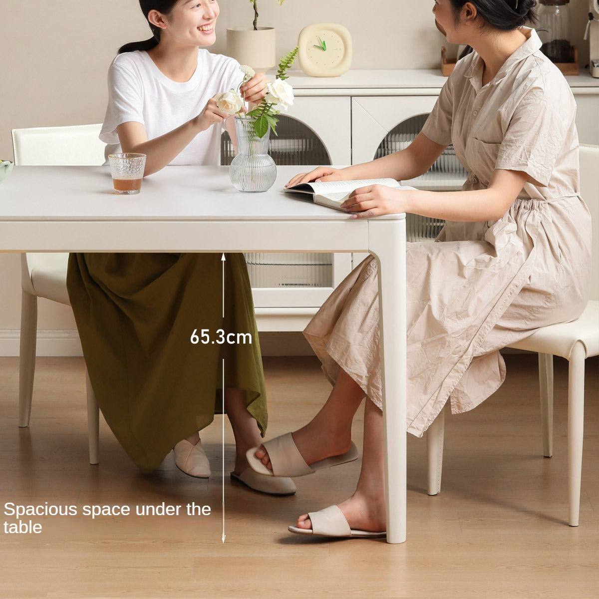 Birch Solid Wood Rock Plate White Cream Dining Table