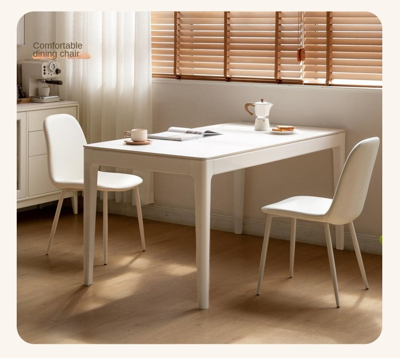 4pcs Organic Leather Cream Style Iron Dining Chair