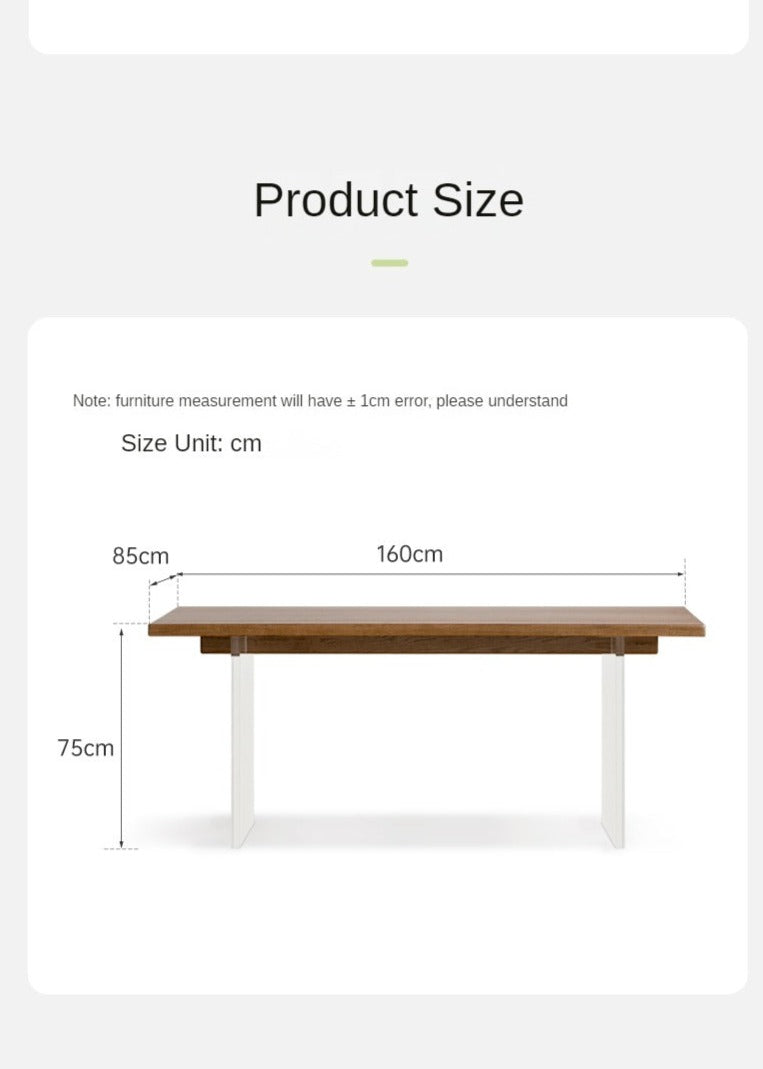 Black Walnut, South American Walnut, Oak Solid Wood Acrylic Suspension Dining Table