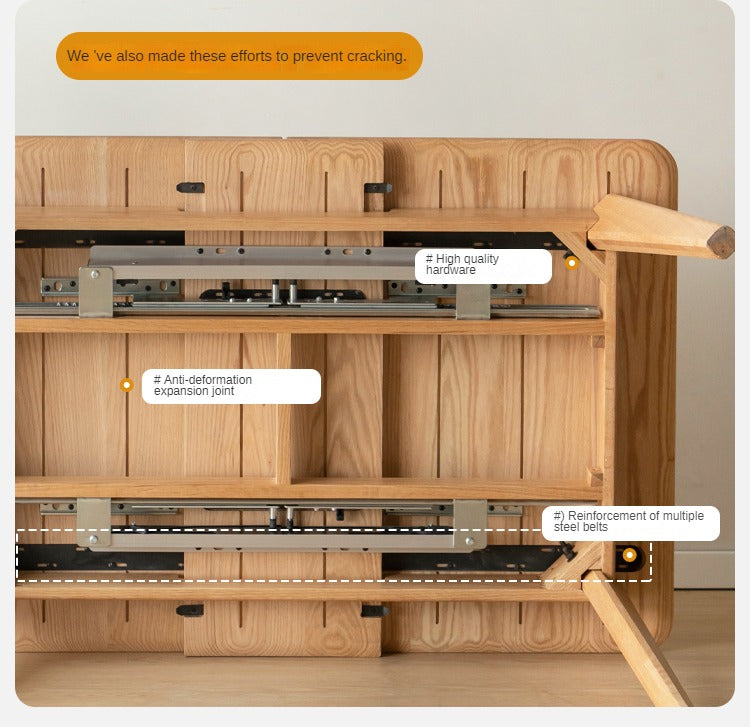 Oak, Ash Solid Wood Nordic Wall-Mounted Retractable Long Dining Table