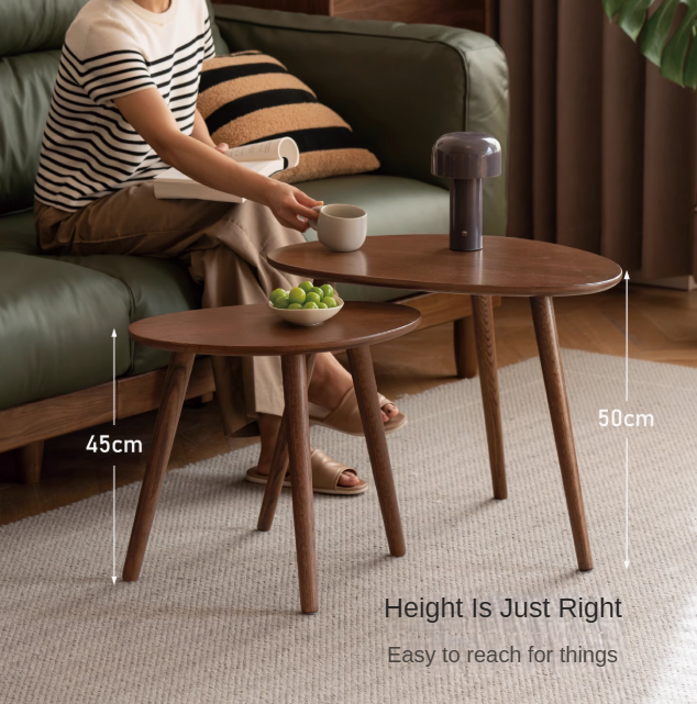 Rubberwood, Oak Solid Wood Walnut Color Side Table