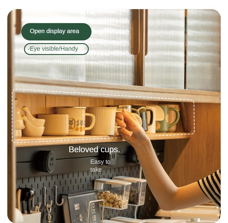 Oak Solid Wood Rock Plate Capacity High Storage Cabinet