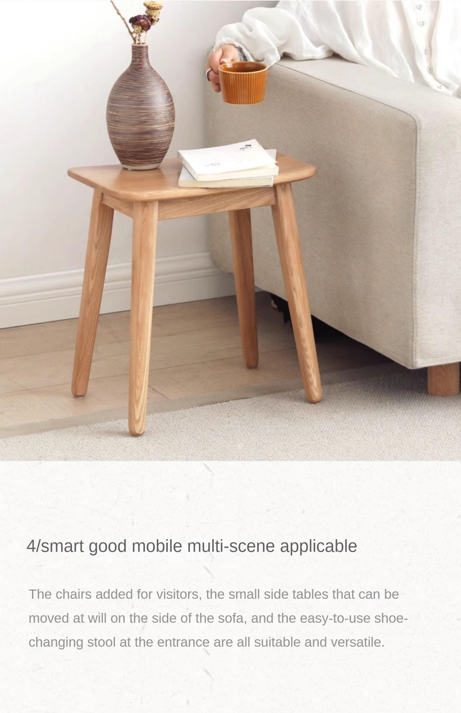 Ash, Oak Solid Wood Modern Makeup Stool