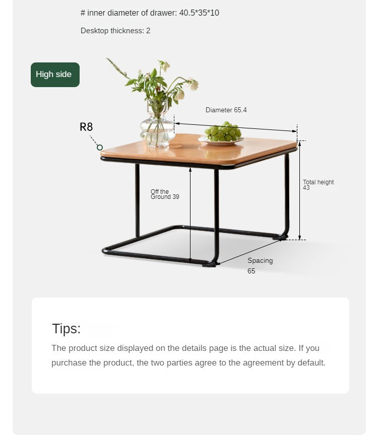 Cherry Solid Wood Combination Coffee Table Mid-Century Style