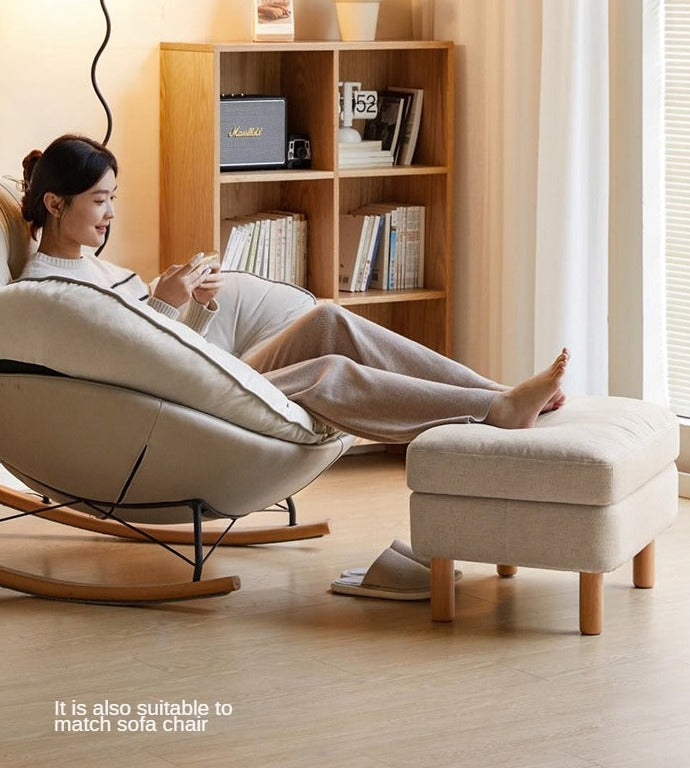 Beech Solid Wood Fabric Footstool