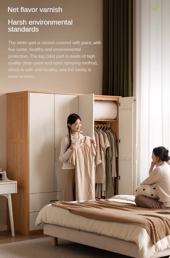 Oak Solid Wood Wardrobe Floor Combination Cabinet.