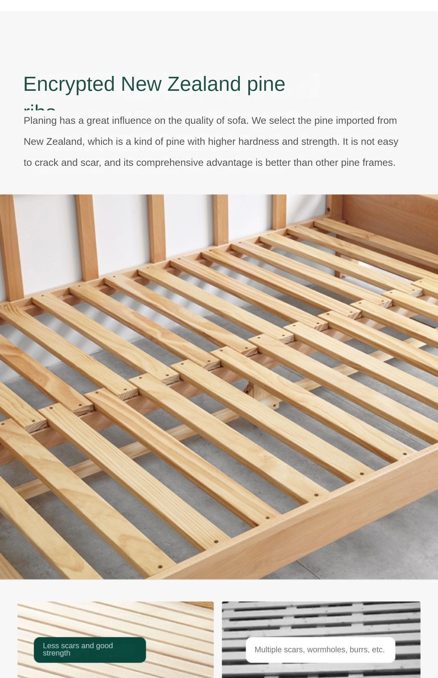Oak, Beech Solid Wood Sleeper Sofa: