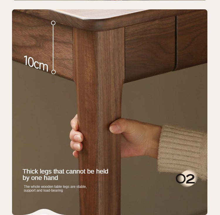 Black Walnut Solid Wood Desk With Drawers