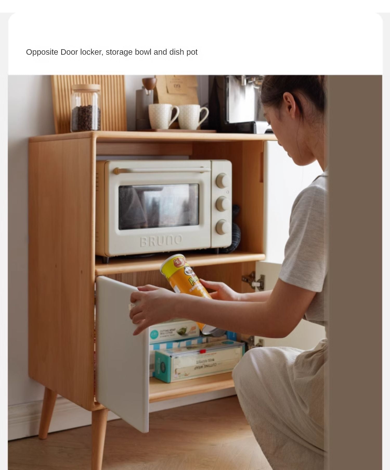 Beech Solid Wood Meal White Storage Cabinet