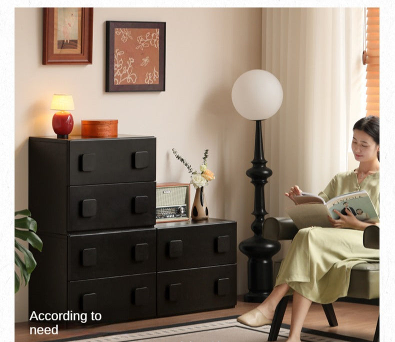 Poplar Solid Wood TV French Retro Floor Module Combination Side Cabinet.