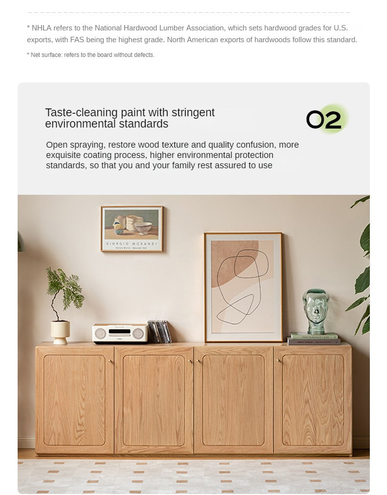 Oak Solid Wood Modern Floor Storage TV Cabinet.