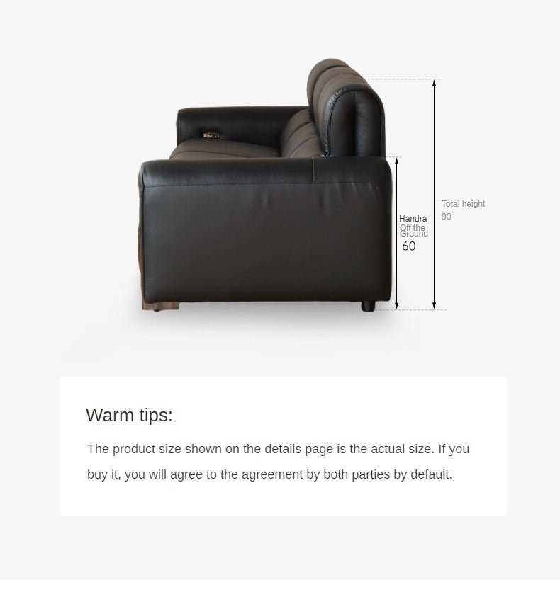 Leather Electric Italian Zero Wall Black Leather Sofa.