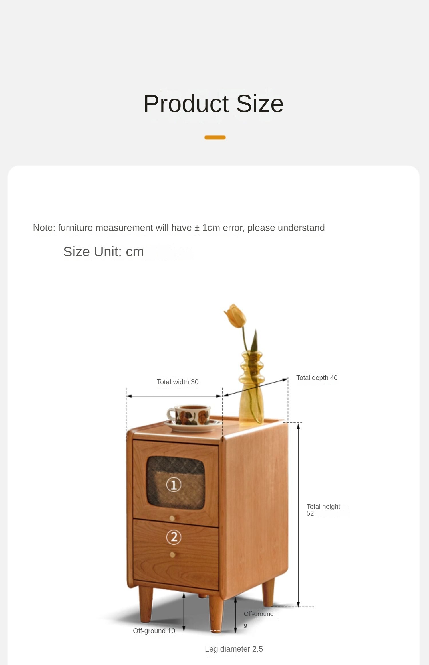 Cherry Solid Wood Nightstand.