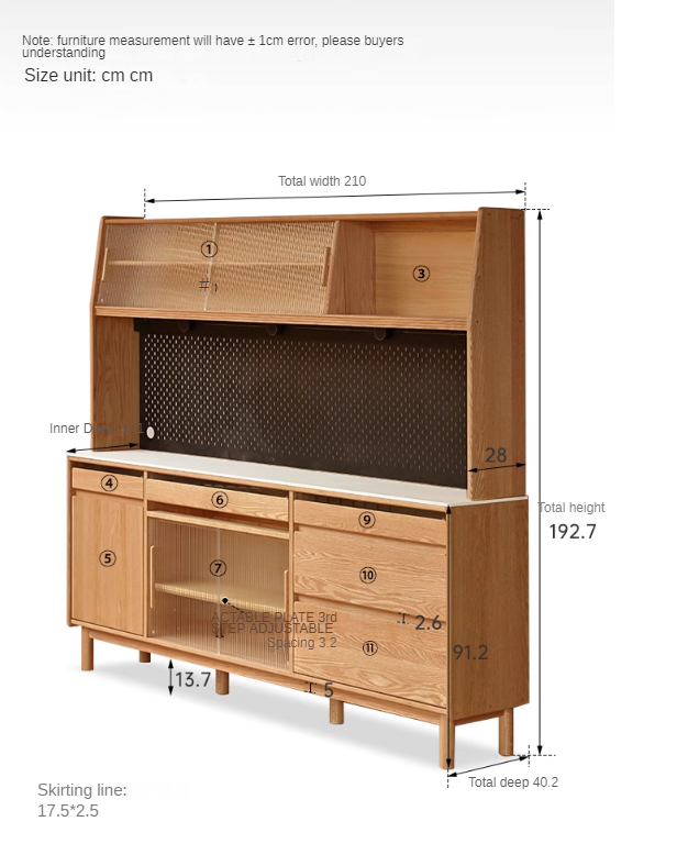 Oak Solid Wood Rock Plate Dining Sideboard