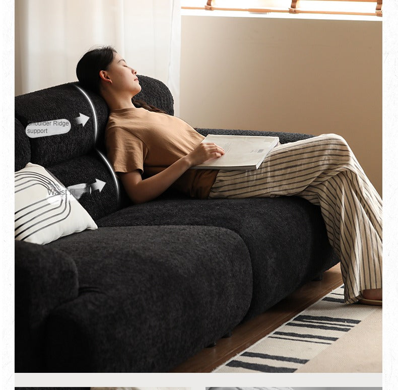 Fabric Sofa French Retro Three-seat Straight Sofa.