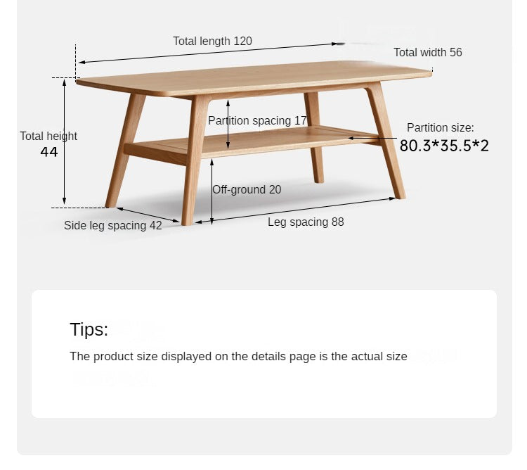 Oak Solid Wood Modern Coffee Table