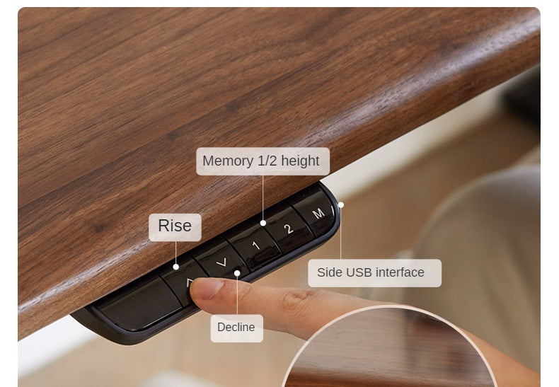 Black Walnut, Oak Solid Wood Electric Elevating Desk