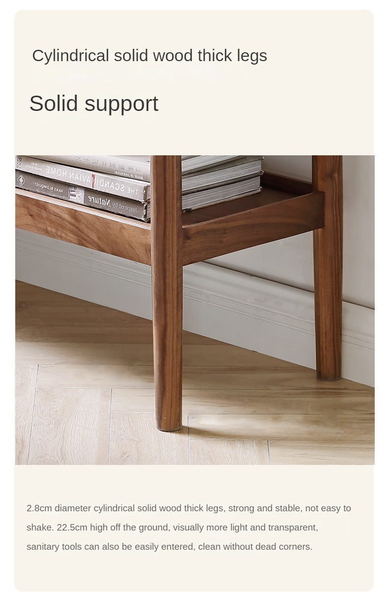 Black Walnut Solid Wood Narrow Double Layer Side Table