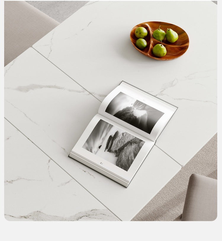 Oak Solid Wood walnut color Retractable Dining Table