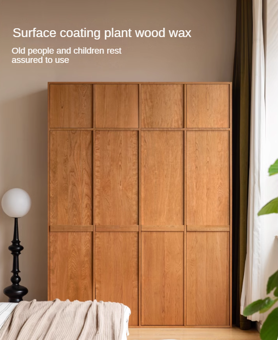 Cherry Solid Wood Middle Ages Skeleton Line Large Wardrobe.