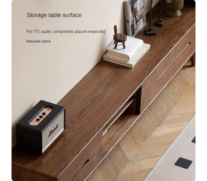 Oak, Rubberwood, Beech Solid Wood TV Stand Sliding Door.