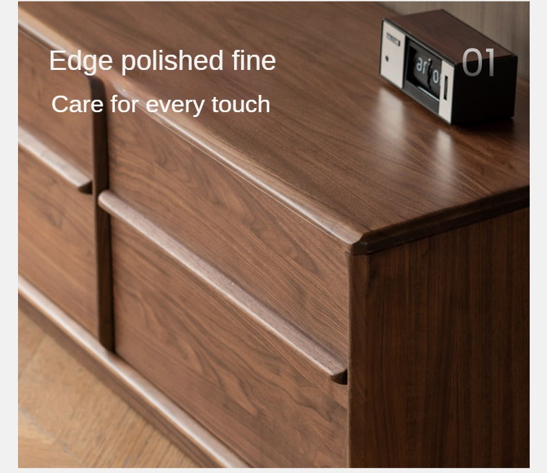 Black Walnut, Sandalwood, Ash, Oak Solid Wood Italian Light Luxury Floor TV Cabinet.