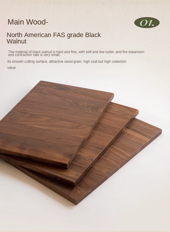 Black Walnut Solid Wood Retro Side Cabinet.