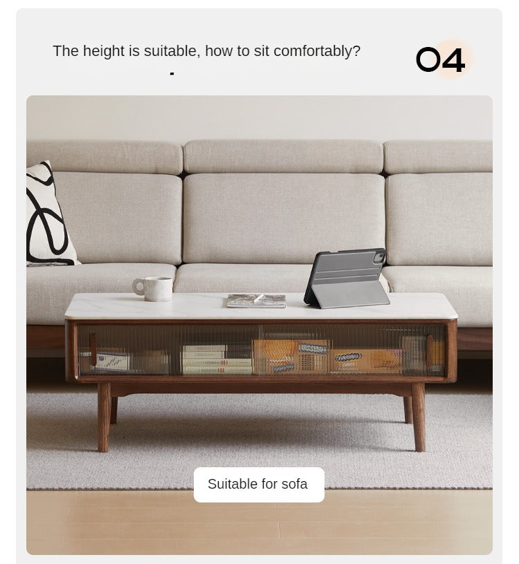 Oak Solid Wood Modern Rock Plate Coffee Table