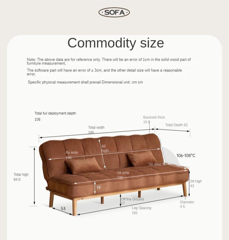 Fabric Sofa Antique Style Telescopic Dual-purpose Sofa.