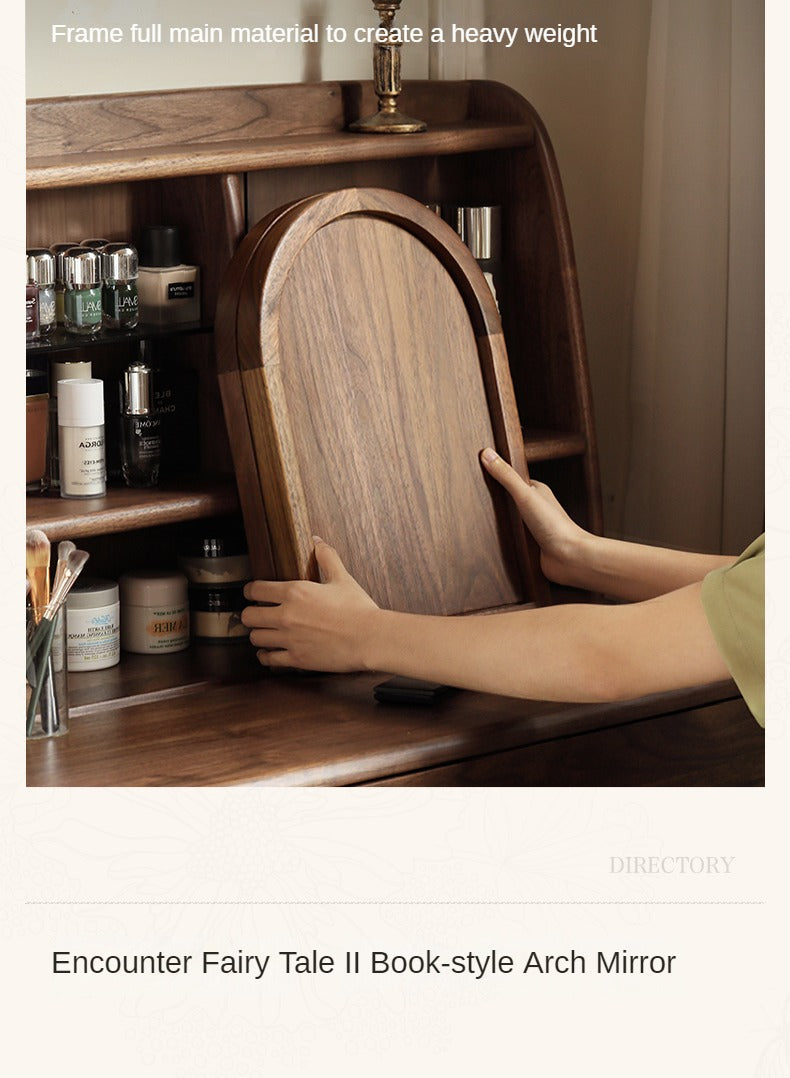 Black Walnut Solid Wood French Retro Dressing Table.