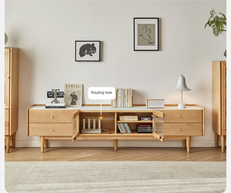 Ash Solid Wood TV Stand Rock Slab.