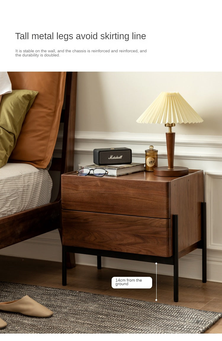 Black Walnut, Oak, South American Walnut Solid Wood Nightstand.