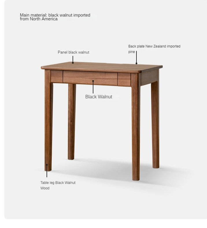 Black Walnut, Rosewood Solid Wood Desk with Drawer New Style