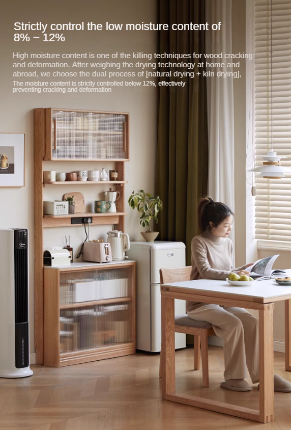 Oak Solid Wood, Solid Rubberwood Rock Board Dining Sideboard