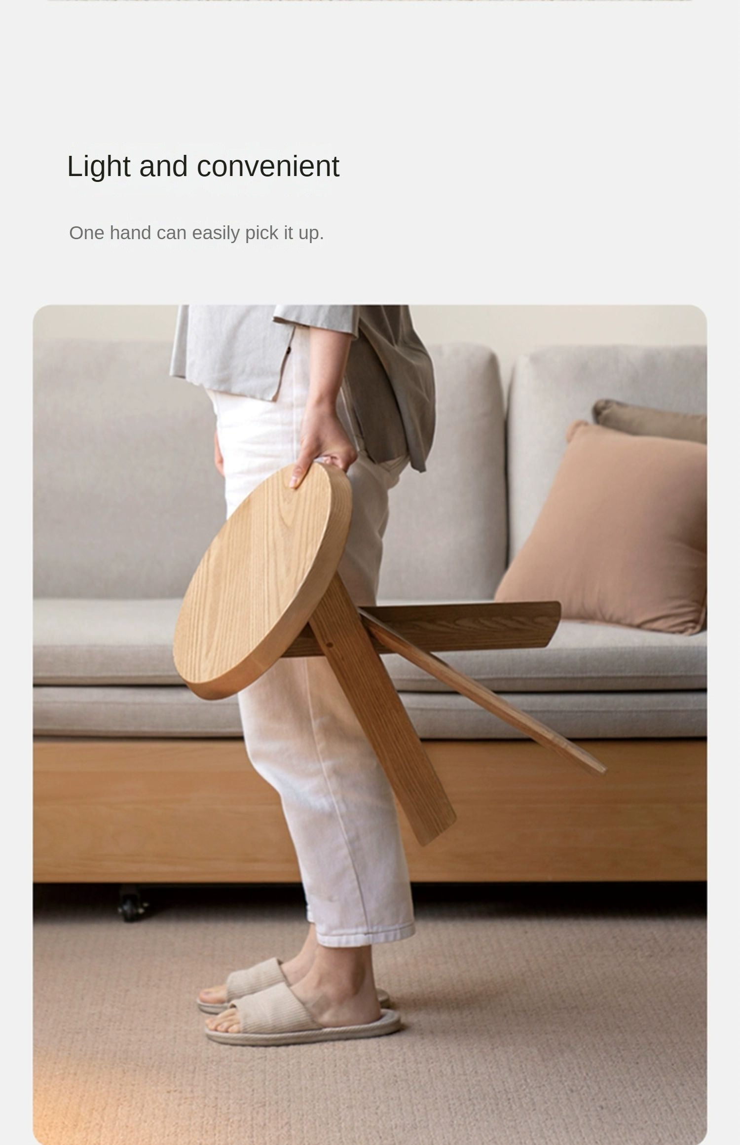 Ash Solid Wood White Wax Wood Side Table