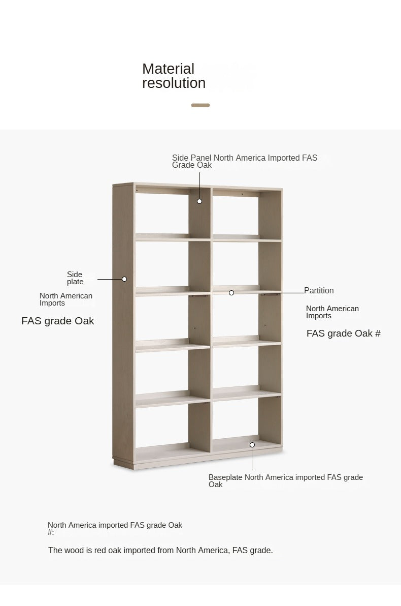 Oak Solid Wood Bookcase Full Wall Bookshelf Light Luxury Display Cabinet.