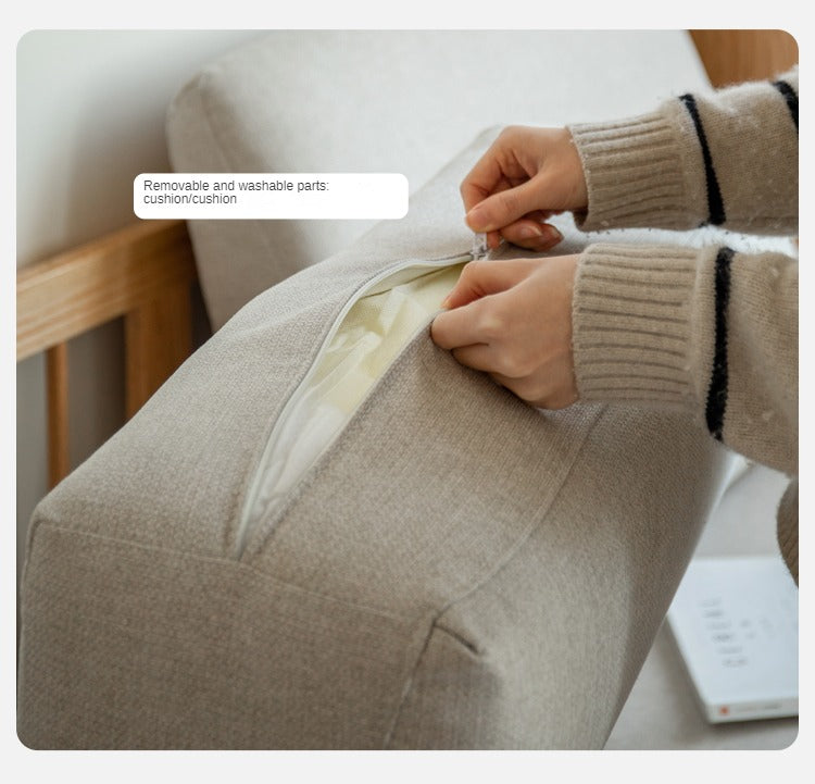 Oak Wood Fabric Sofa String-style Bbackrest.