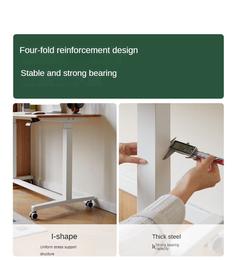 Oak, Rubberwood Solid Wood Standing Mobile Office Desk